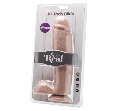 Dildo-cock 10 inch w/ balls flesh vibr.